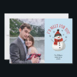 Cartes Pour Fêtes Annuelles Couple Christmas Snowman mignon Photo vacances per<br><div class="desc">Montrez votre photo nouvellement mariée dans cette carte de voeux de Noël festive et chic. Customisez facilement avec vos propres noms.</div>