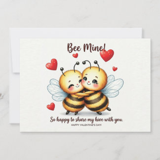 Cartes Pour Fêtes Annuelles Couple de abeilles adorables amoureuses avec des c