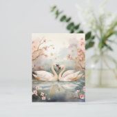 Cartes Pour Fêtes Annuelles Couple de cygnes à l'aquarelle (Debout devant)