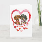 Cartes Pour Fêtes Annuelles Couple de Dachshunds aquarelle amour mignon person (Devant)