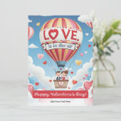 Cartes Pour Fêtes Annuelles Couple de dessins animés en montgolfière pour la S (Debout devant)