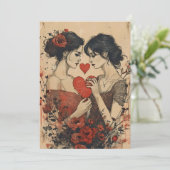 Cartes Pour Fêtes Annuelles Couple de femmes Saint-Valentin (Debout devant)
