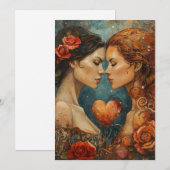 Cartes Pour Fêtes Annuelles Couple de femmes Saint-Valentin LGBTQ (Devant / Derrière)