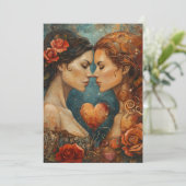 Cartes Pour Fêtes Annuelles Couple de femmes Saint-Valentin LGBTQ (Debout devant)