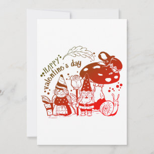 Cartes Pour Fêtes Annuelles Couple de gnomes Cottagecore Joyeuse Saint-Valenti