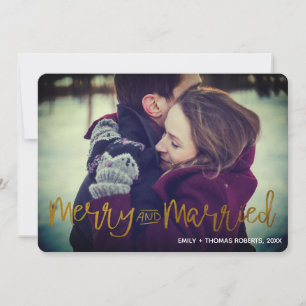 Cartes Pour Fêtes Annuelles Couple de jeunes mariés élégant et doré