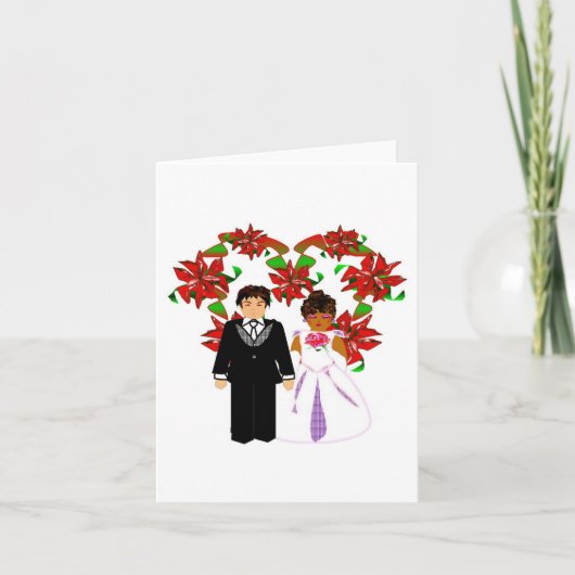 Cartes Pour Fêtes Annuelles Couple de mariage interracial de Noël Couronne de  (Devant)