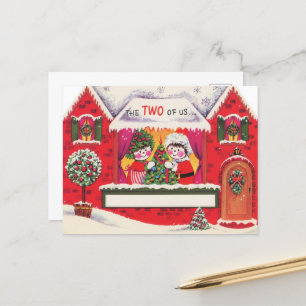 Cartes Pour Fêtes Annuelles couple de neige de Noël rétro