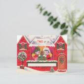 Cartes Pour Fêtes Annuelles couple de neige de Noël rétro (Debout devant)