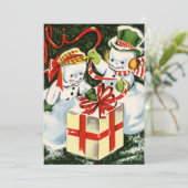 Cartes Pour Fêtes Annuelles couple de Noël rétro (Debout devant)