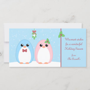 Cartes Pour Fêtes Annuelles Couple de pingouin de vacances mignonne