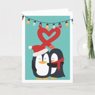 Cartes Pour Fêtes Annuelles Couple de pingouin mignon Noël personnalisé