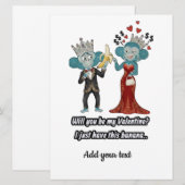 Cartes Pour Fêtes Annuelles Couple de singes drôles pour la Saint-Valentin (Devant / Derrière)