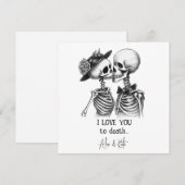 Cartes Pour Fêtes Annuelles Couple de squelettes (Devant / Derrière)