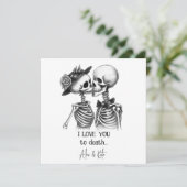 Cartes Pour Fêtes Annuelles Couple de squelettes (Debout devant)