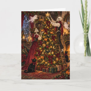 Cartes Pour Fêtes Annuelles Couple de squelettes gothiques élégants pour Creep
