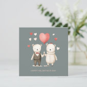 Cartes Pour Fêtes Annuelles Couple d'ours mignons Saint Valentin (Debout devant)