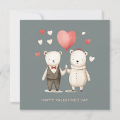 Cartes Pour Fêtes Annuelles Couple d'ours mignons Saint Valentin (Devant)