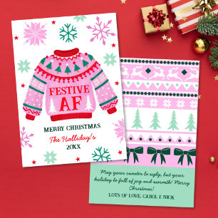 Cartes Pour Fêtes Annuelles Couple Festive Doux moche & Faisceau de neige