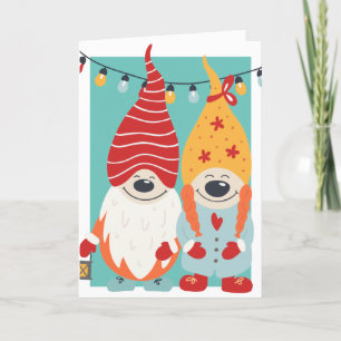 Cartes Pour Fêtes Annuelles Couple Gnome mignon Noël personnalisé