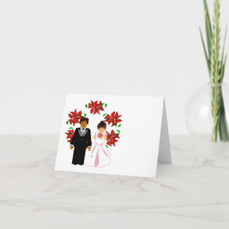 Cartes Pour Fêtes Annuelles Couple Interracial Mariage de Noël avec Couronne