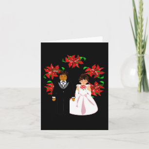 Cartes Pour Fêtes Annuelles Couple Interracial Mariage de Noël avec Couronne I