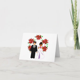 Cartes Pour Fêtes Annuelles Couple interracial se mariant à Noël avec une cour