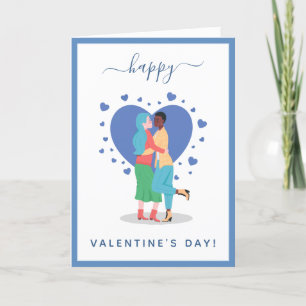 Cartes Pour Fêtes Annuelles Couple lesbien serrant la Saint Valentin Romantiqu