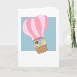 Cartes Pour Fêtes Annuelles Couple mignon en montgolfière