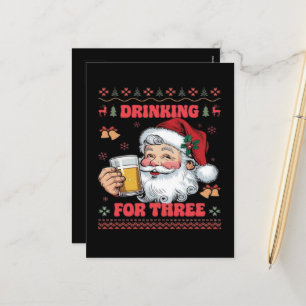 Cartes Pour Fêtes Annuelles Couple Père Noël Noël Boire 