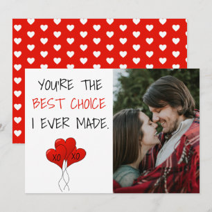 Cartes Pour Fêtes Annuelles Couple Photo Best Choice Ever Valentine Red Hearts