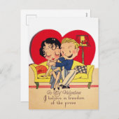 Cartes Pour Fêtes Annuelles couple rétro vintage Valentine (Devant / Derrière)