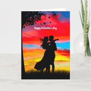 Cartes Pour Fêtes Annuelles Couple silhouette Saint-Valentin