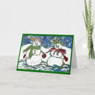 Cartes Pour Fêtes Annuelles Couples de bonhomme de neige de Noël - copie de