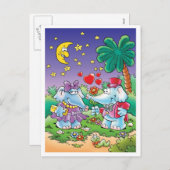 Cartes Pour Fêtes Annuelles couples mignons d'éléphant de valentine (Devant / Derrière)