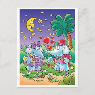 Cartes Pour Fêtes Annuelles couples mignons d'éléphant de valentine