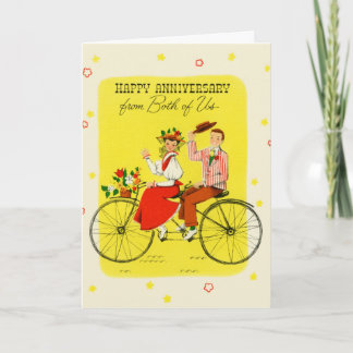 Cartes Pour Fêtes Annuelles Couples montant l'anniversaire heureux tandem