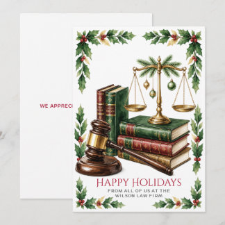 Cartes Pour Fêtes Annuelles Cour de justice en or Guirlande de houx Cabinet d'