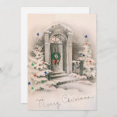 Cartes Pour Fêtes Annuelles Cour de Noël vintage  (Devant / Derrière)
