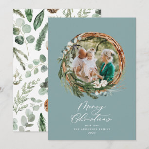 Cartes Pour Fêtes Annuelles Courbe bleue poussiéreuse moderne script de Noël 1