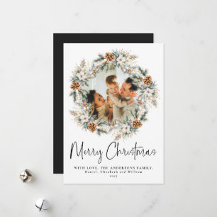 Cartes Pour Fêtes Annuelles Courbe botanique élégante de script Photo Noël