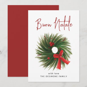 Cartes Pour Fêtes Annuelles Courbe d'aquarelle simple Buon Natale