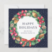 Cartes Pour Fêtes Annuelles Courbe de Noël Blue Plaid Entreprise (Devant)