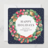 Cartes Pour Fêtes Annuelles Courbe de Noël Blue Plaid Entreprise (Devant)