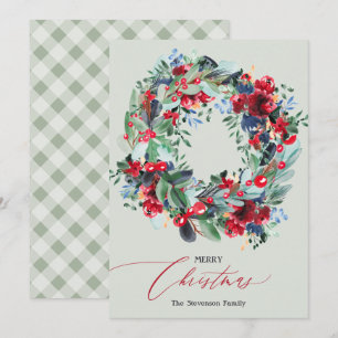 Cartes Pour Fêtes Annuelles Courbe de Noël rouge rouge floral rustique