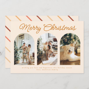 Cartes Pour Fêtes Annuelles Courbe moderne à trois arches Photo Noël Terracott