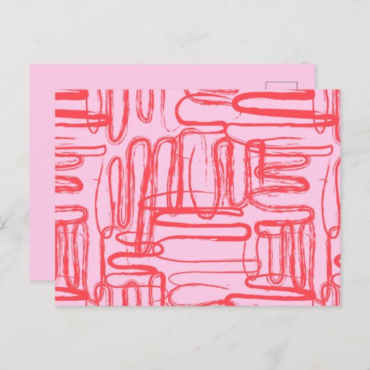 Cartes Pour Fêtes Annuelles Courbe rose Wavy Squiggle Abstrait moderne (Devant / Derrière)