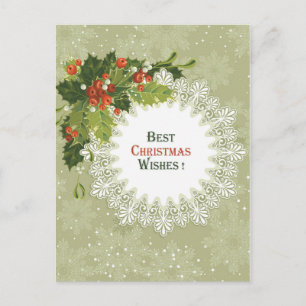 Cartes Pour Fêtes Annuelles Courbe verte aux baies rouges de Noël