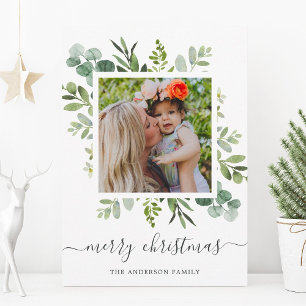 Cartes Pour Fêtes Annuelles Courbe verte Texte personnalisé Photo Noël