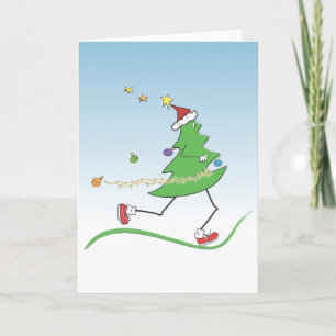 Cartes Pour Fêtes Annuelles Coureur d'arbre de Noël © Salutation à l'intérieur